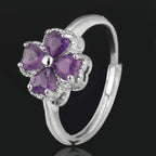 Bague avec Trèfle à 4 Feuilles en Pierre d'Améthyste