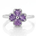Bague avec Trèfle à 4 Feuilles en Pierre d'Améthyste