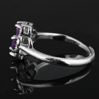 Bague avec Trèfle à 4 Feuilles en Pierre d'Améthyste
