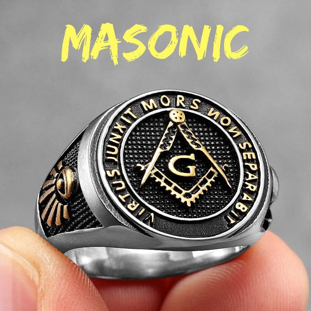 Masonic Signet Ring Men’s Band Silver Gold
