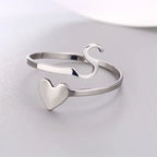 Silver Initial Heart Ring S