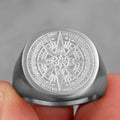 Compass Ring Signet Compass Rose silver