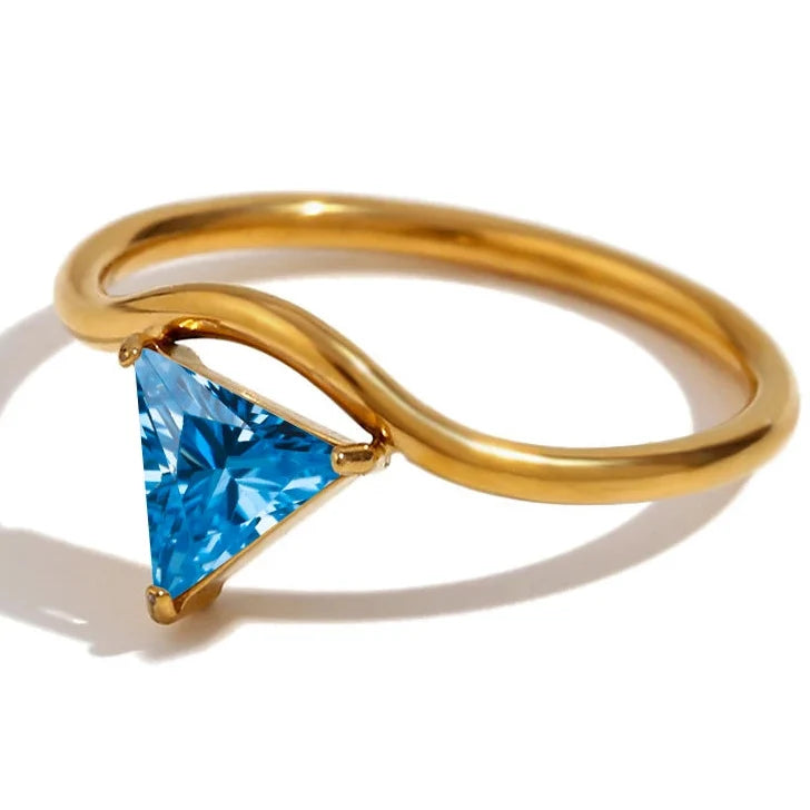 Gold-Plated Ring with Triangular December Birthstone