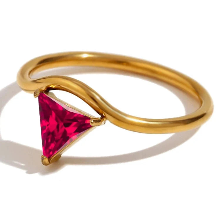Gold-Plated Ring with Triangular July Birthstone