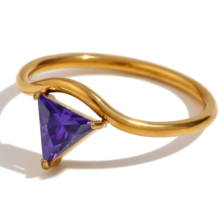 Gold-Plated Ring with Triangular June Birthstone