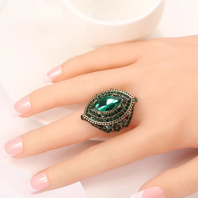 Ring with Green Crystal