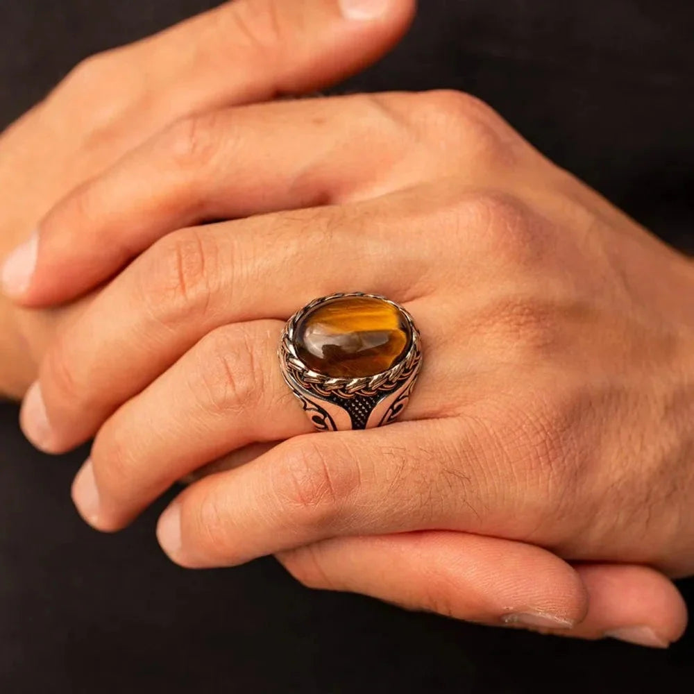 Tiger's Eye Stone Ring for Men or Women