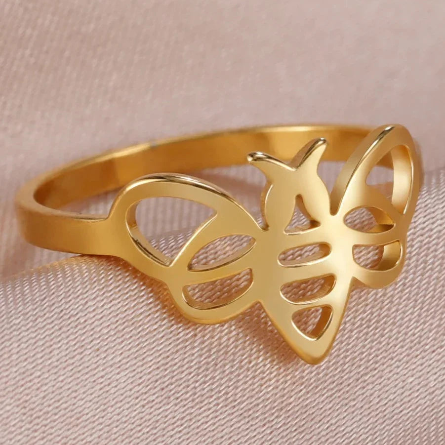 Women's bee ring gold-tone