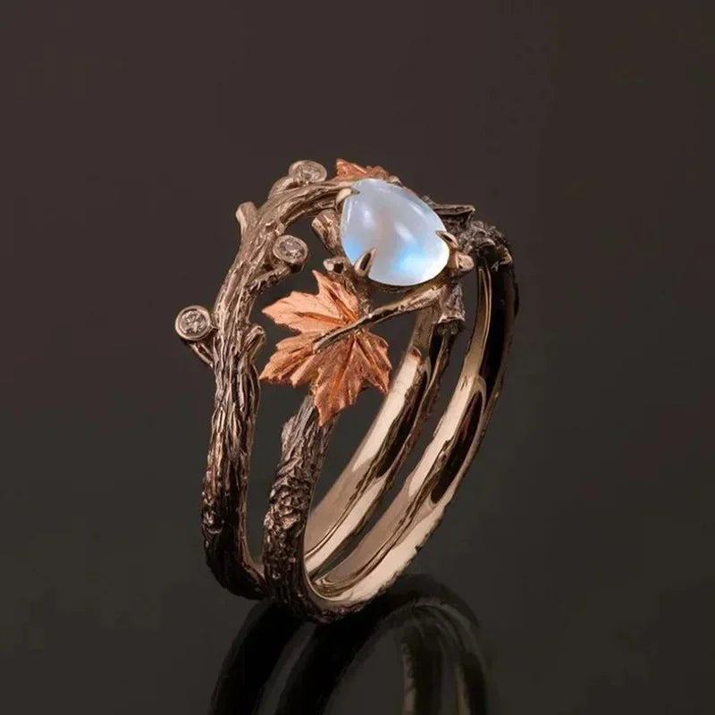 Autumn Leaves Ring with Pearl
