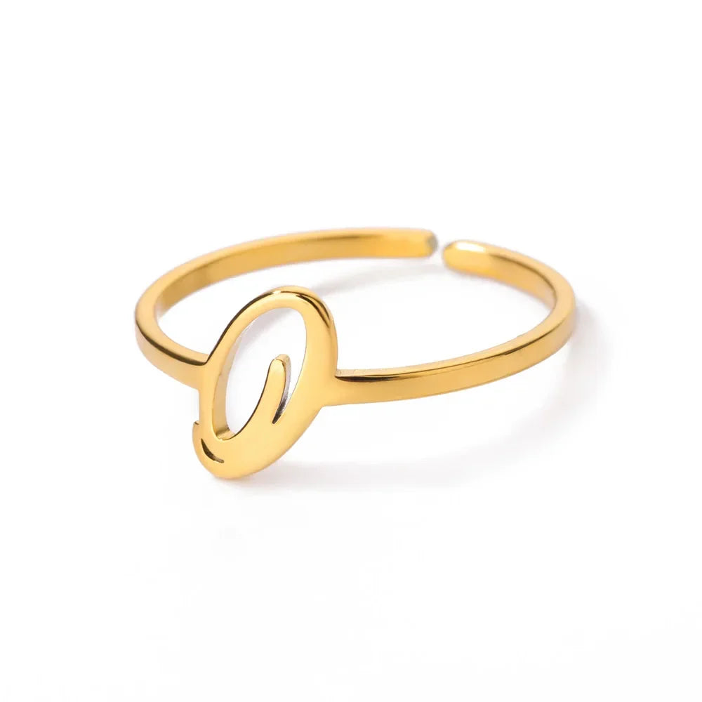 Delicate personalized ring with initial o