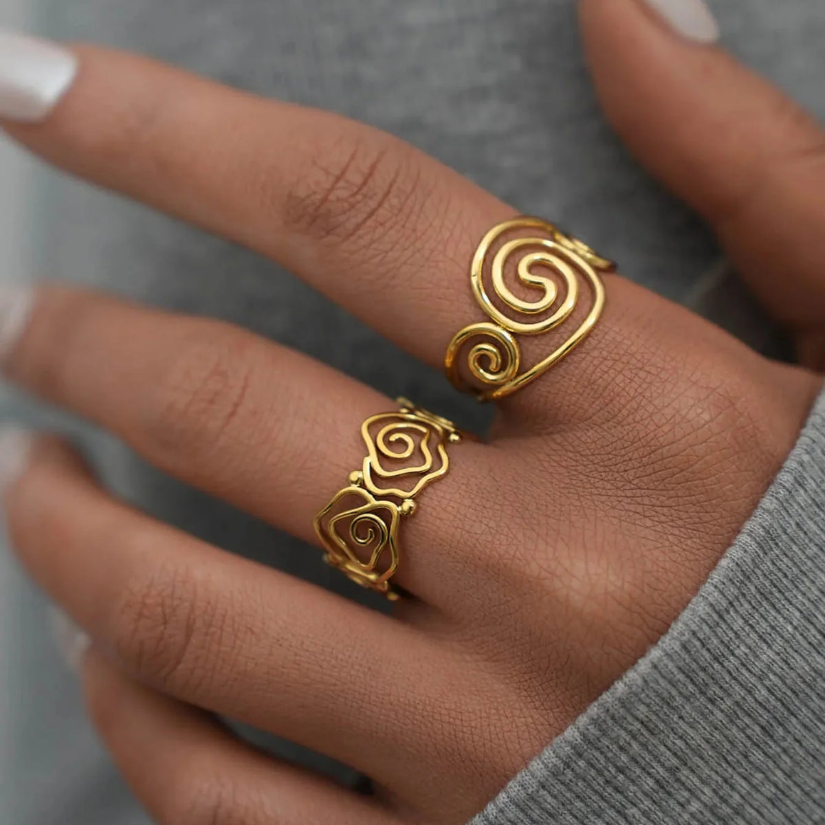 Fine gold-plated spiral ring