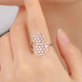Women’s Flower Mandala Seed of Life Ring, silver