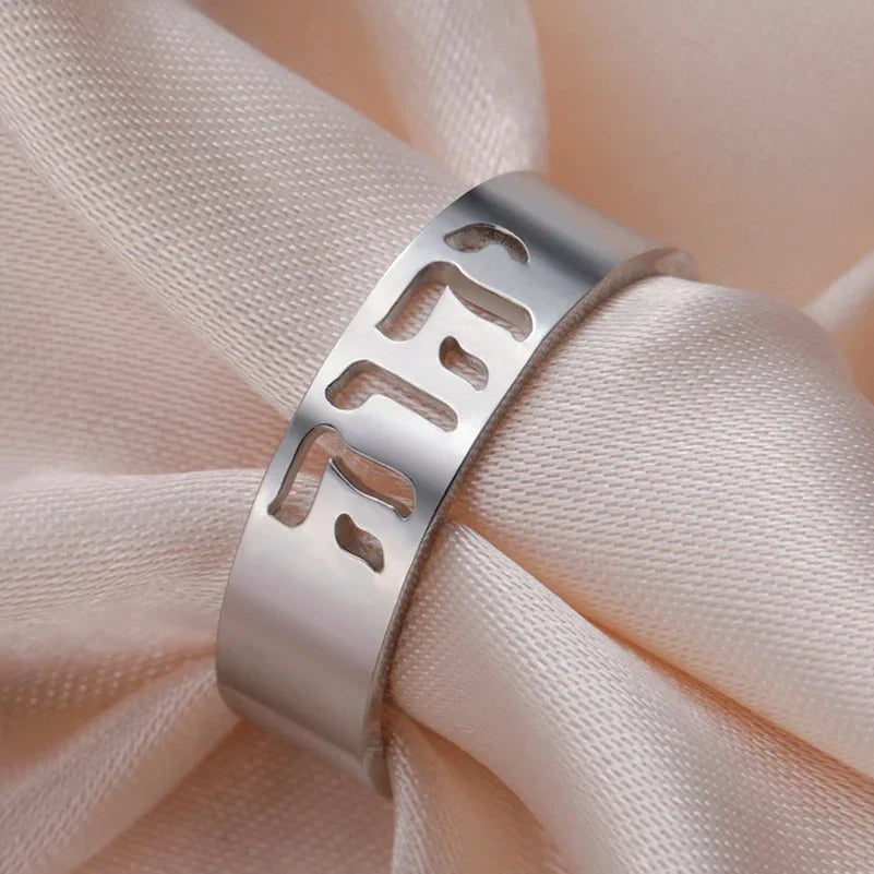 Wide ring with Jewish Hebrew engraving silver
