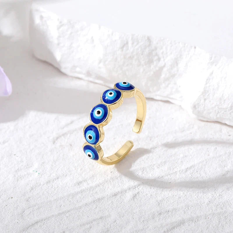 Blue Blue Turkish Evil Eye Ring 