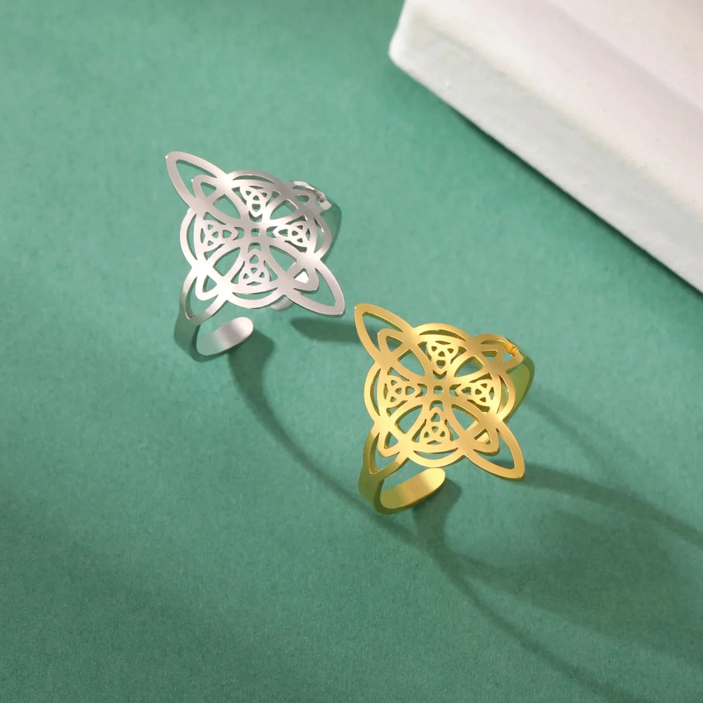 Witch’s Knot Protection Ring for Women, Wiccan, Gold