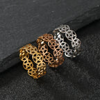 Wiccan Pentacle Ring for Women, Gold Band
