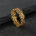 Wiccan Pentacle Ring for Women, Gold Band