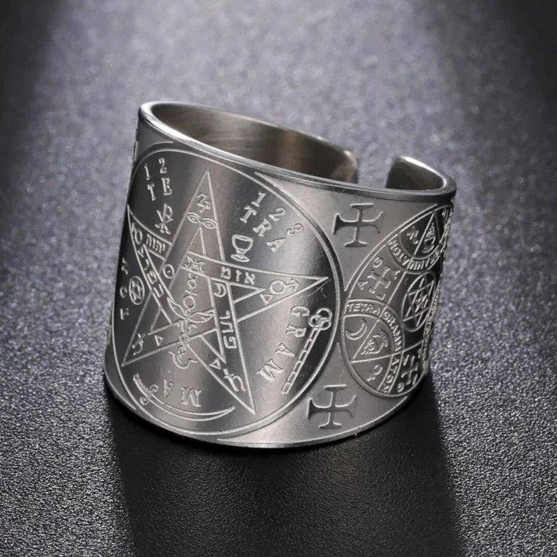 Pentagram Tetragram Witchcraft Sorcery Ring