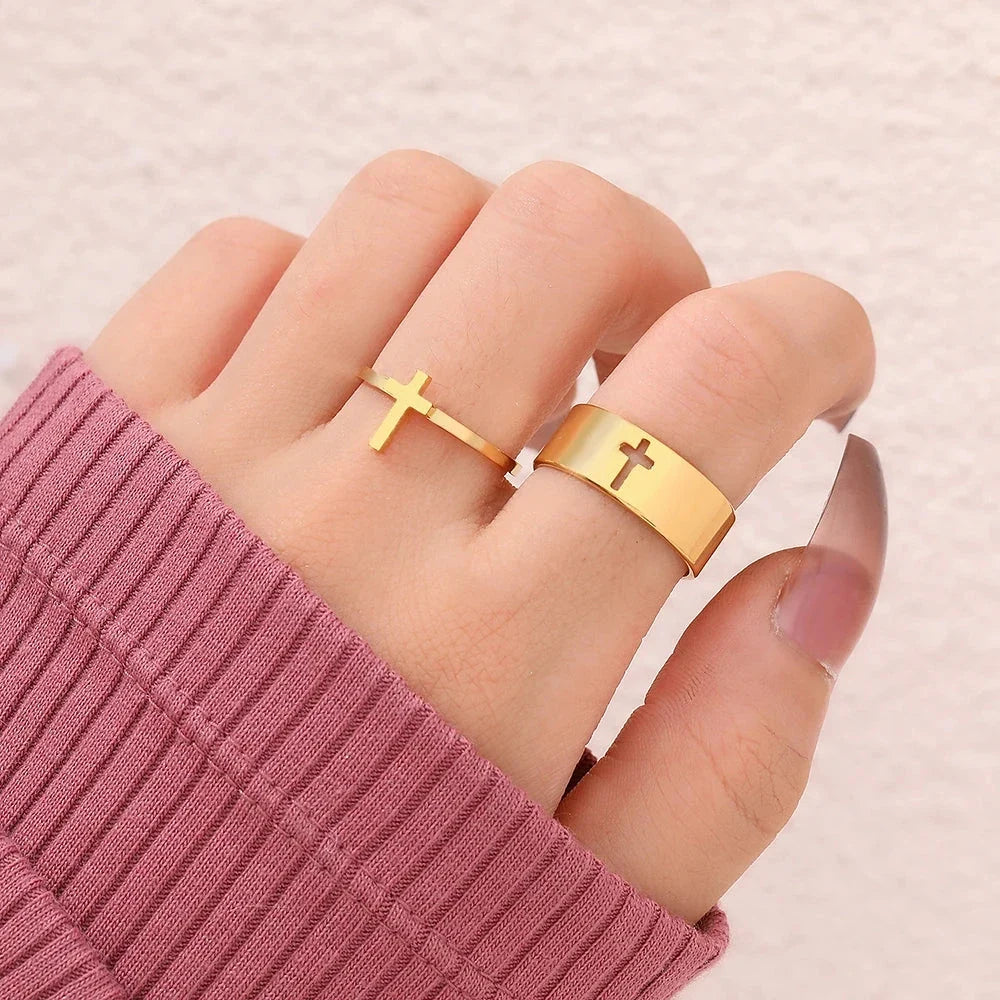Women's Christian Cross Ring gold