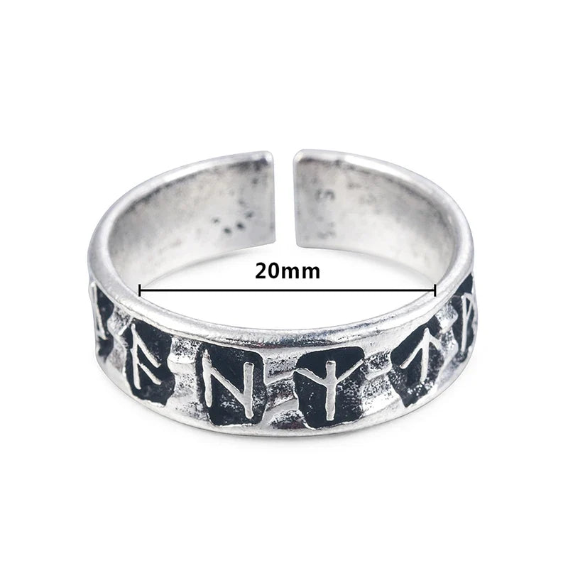 Adjustable Men’s Viking Runes Ring 123