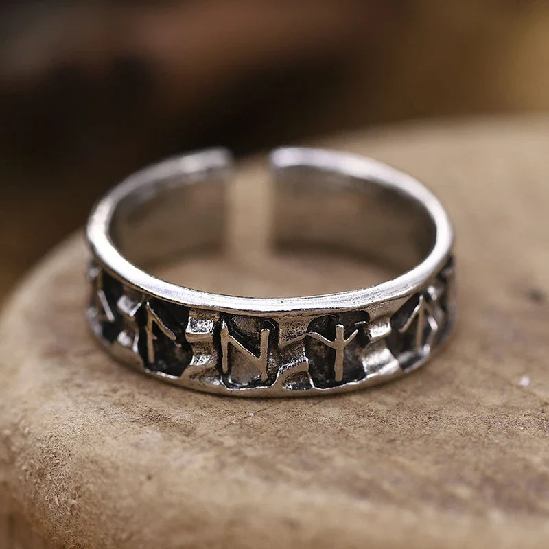 Adjustable Men’s Viking Runes Ring 12