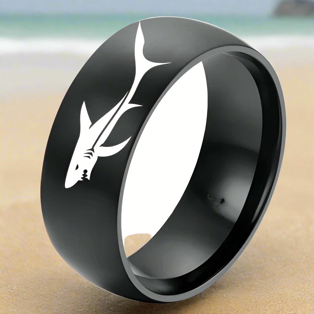 Black or Silver Shark Ring black