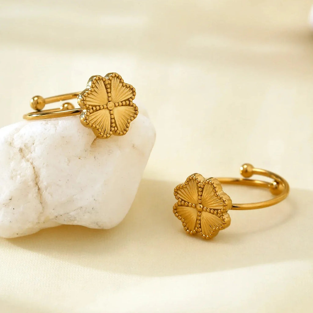 Bague Rétro avec Trèfle à 4 Feuilles