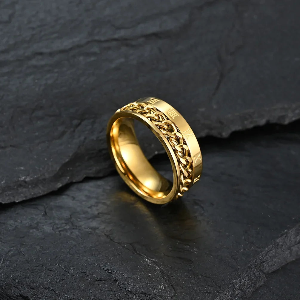 Bague Rotative Anti-Stress pour Homme or