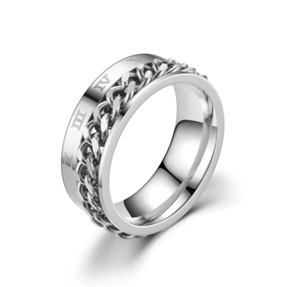 Anti-Stress Rotating Ring for Men silver