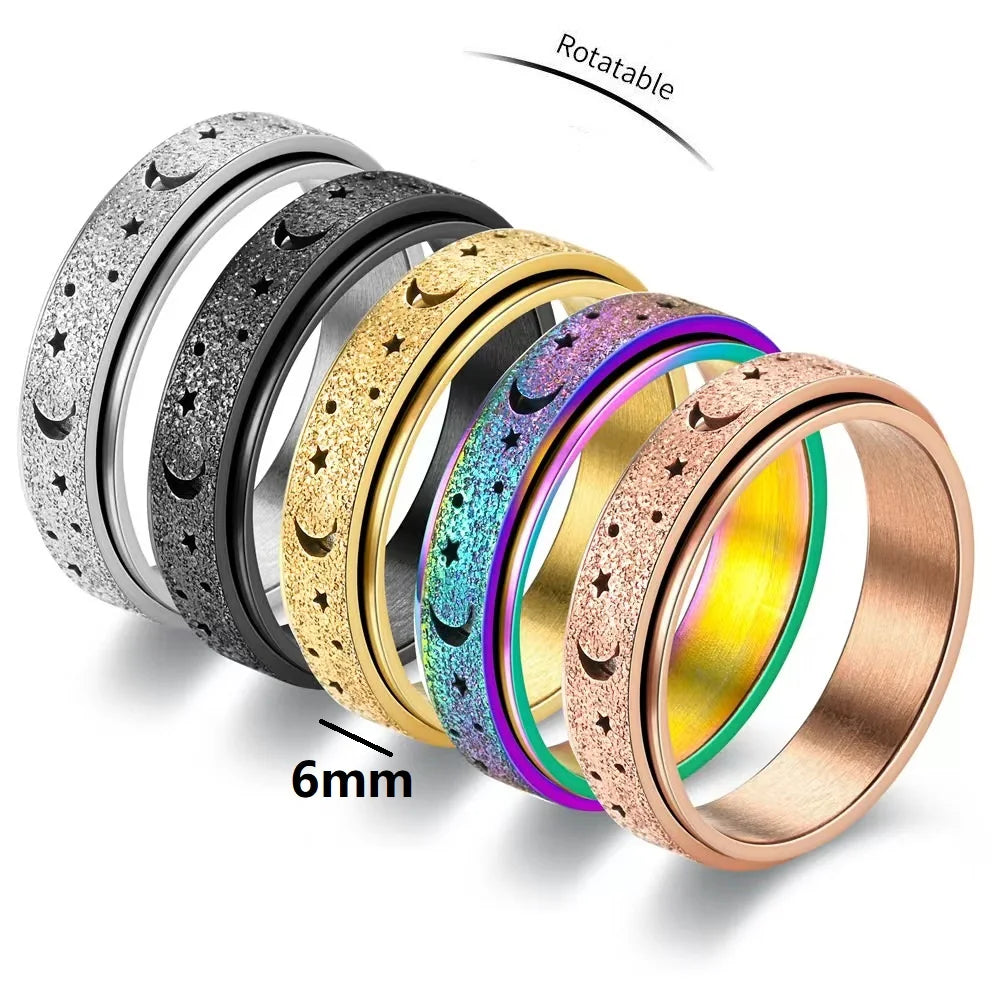 Bague Rotative avec Croissants de Lune pour Homme or rose