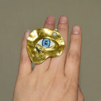 Baroque-Style Evil Eye Ring gold