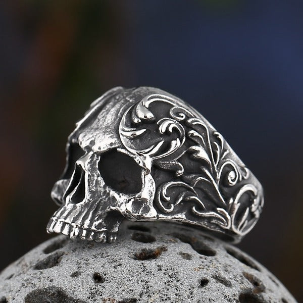 Bague Tête de Mort Acier sans couronne
