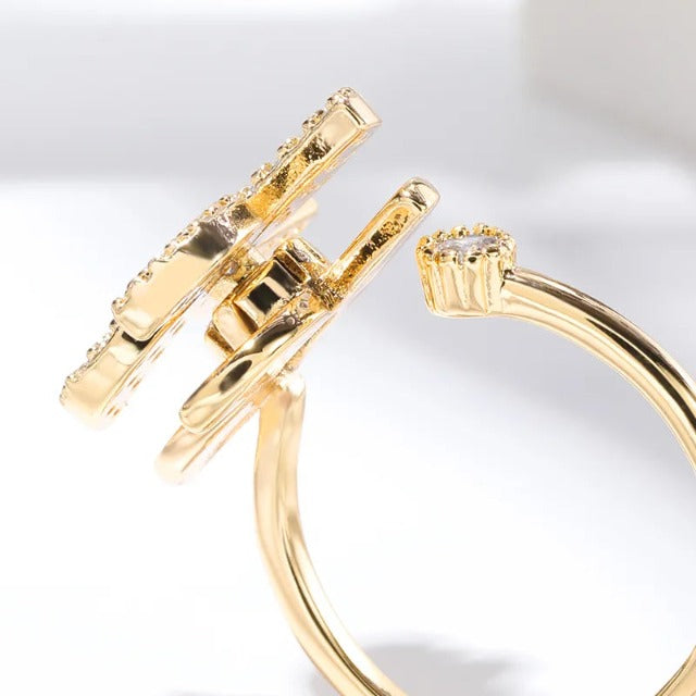 Gold Stress-Relief Sunflower Ring