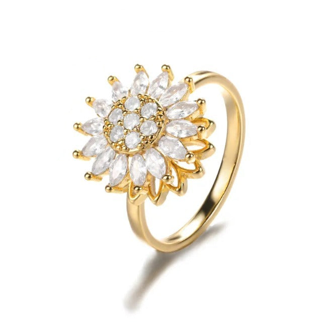 Gold Stress-Relief Sunflower Ring