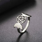Triple Moon Thin Witchcraft Ring for Women Wiccan Silver A