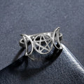 Triple Moon Thin Witchcraft Ring for Women Wiccan Silver B