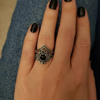 Wiccan Triple Moon Witchcraft Ring for Women Black