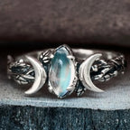 Triple Moon Witchcraft Ring for Women Wiccan Stone