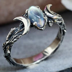 Triple Moon Witchcraft Ring for Women Wiccan Stone