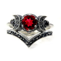 Wiccan Triple Moon Witchcraft Ring for Women Red