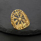 Bague Vegvisir Boussole Runique Viking or