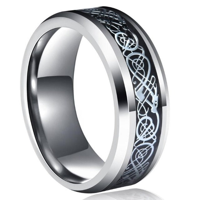 Кольцо Viking Jarl серебристое и чёрное