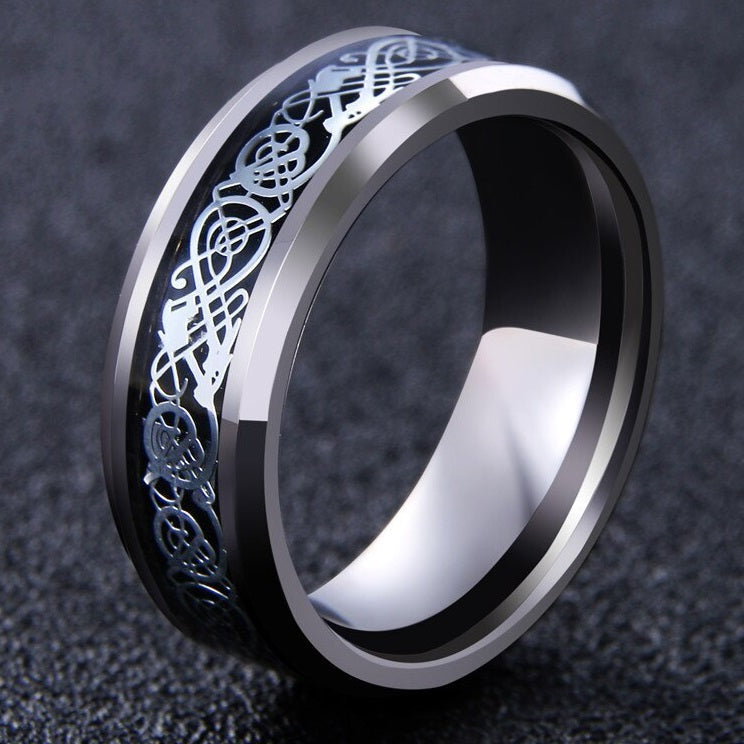 Кольцо Viking Jarl серебристое и чёрное