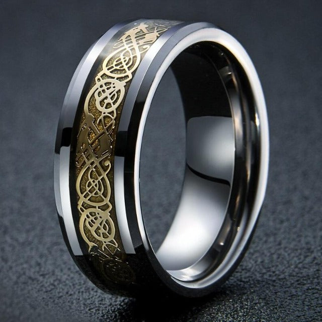 Кольцо Viking Jarl серебристое и золотистое