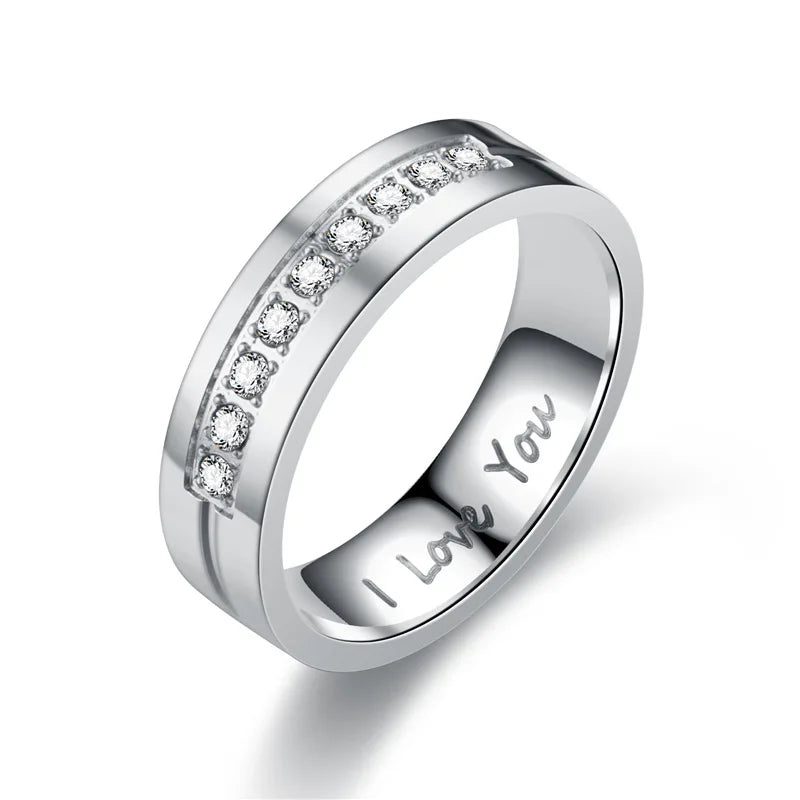 Couple Rings Love Ring Silver with Diamonds