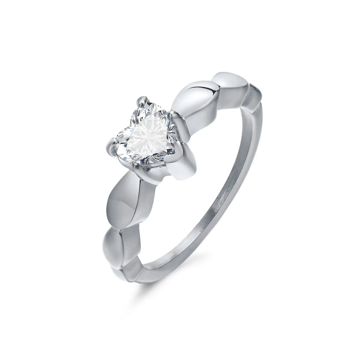 Couple Rings Heart Romantic Band and Silver Zircon Women