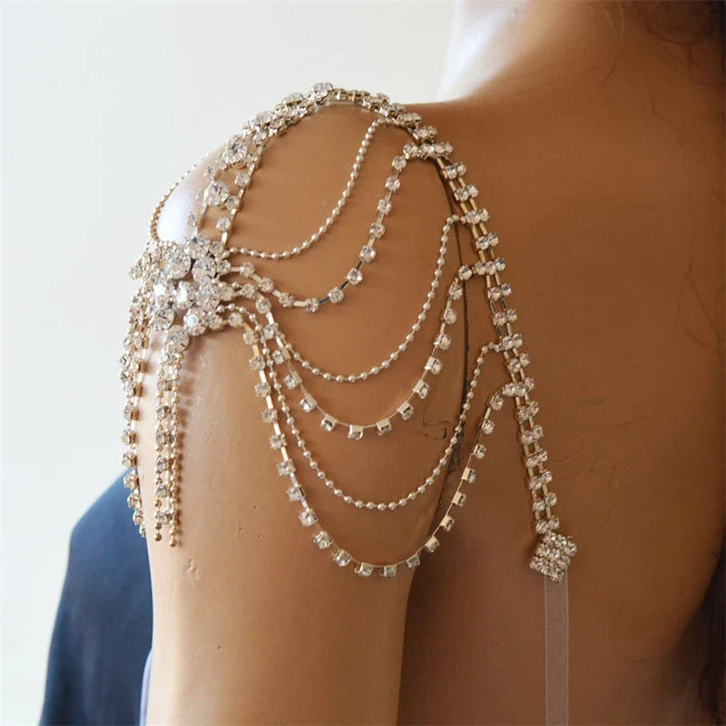 Women's Shoulder Jewelry with Zircon Stones - Collarbone & Shoulder Chain