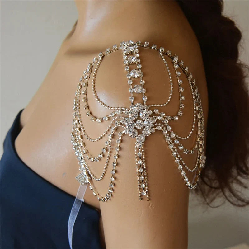Women's Shoulder Jewelry with Zircon Stones - Collarbone & Shoulder Chain