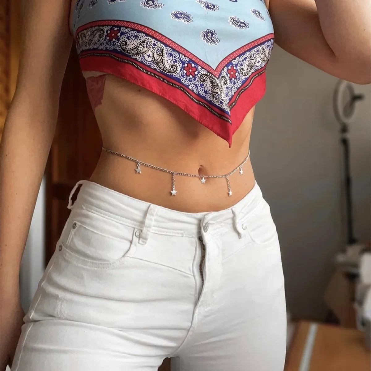 Women’s Waist Jewelry and Hip Chain - Silver Belly Ornament