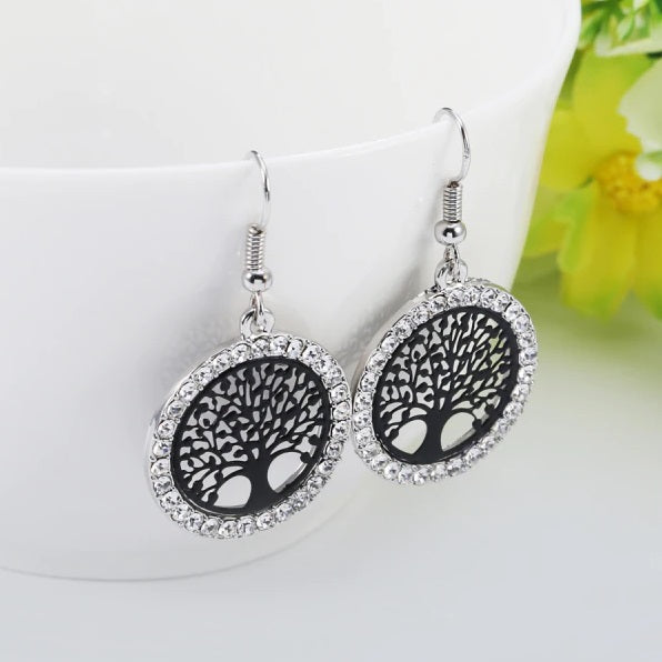 Tree of Life Earrings in Black